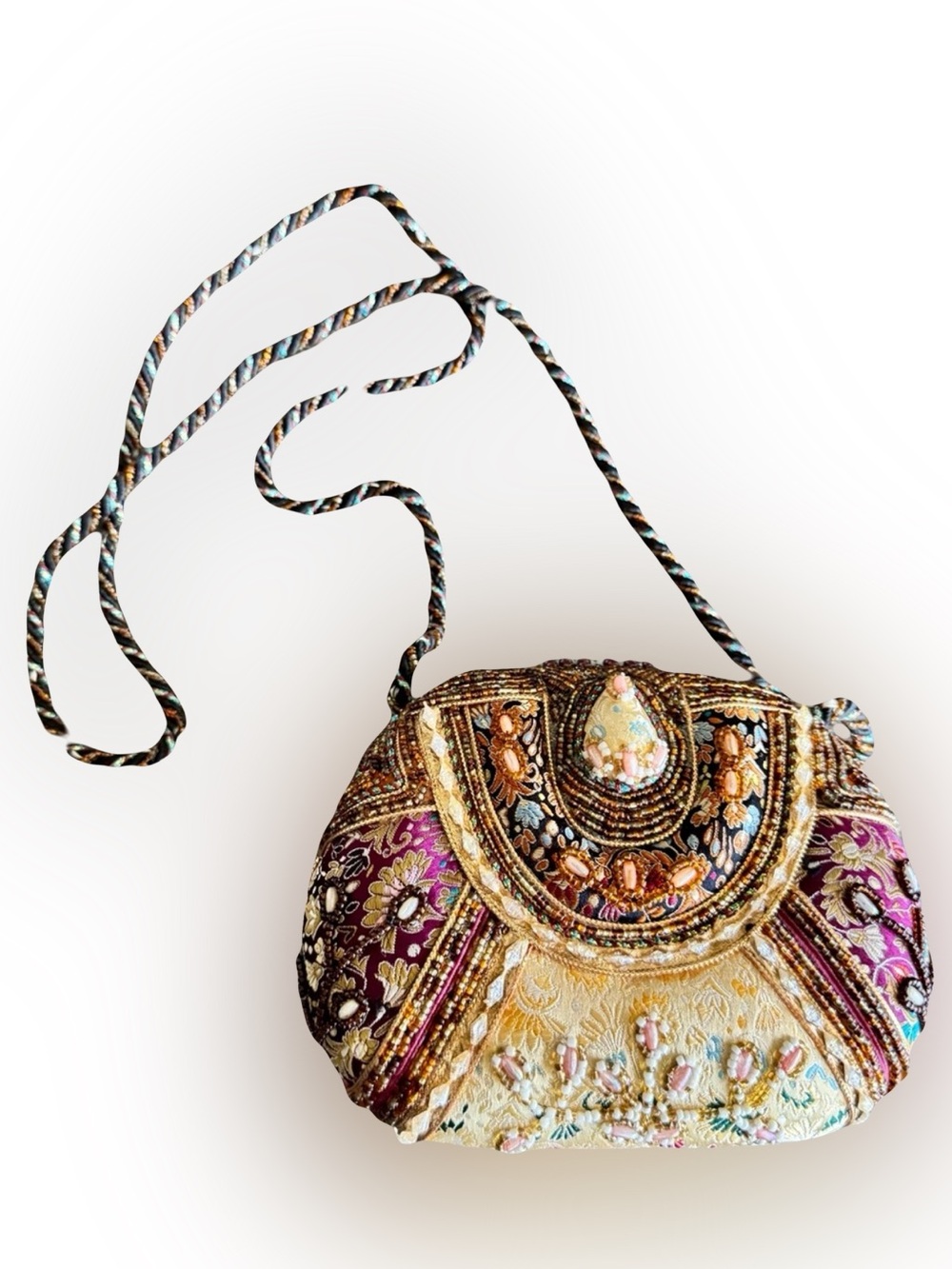 Mary Frances Beaded Brocade Evening Bag Clutch Purse